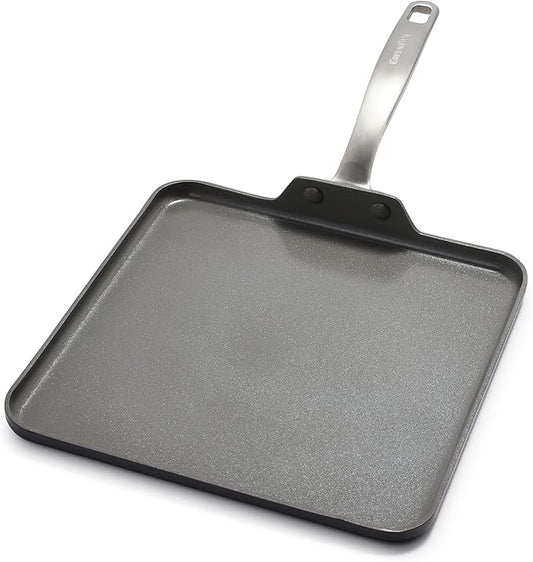 GreenPan Chatham Hard Anodized Healthy Ceramic Nonstick, 11" Griddle Pan, PFAS-Free, Dishwasher Safe, Oven Safe, Gray