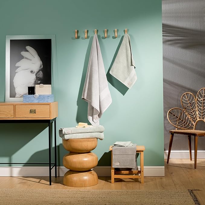 Maisonette Elegance 100% Organic Cotton Turkish Bath Towels, Soft & Absorbent, Ideal Quick Dry Large Bathroom Towel Set for Shower (30" x 58", 2 Pack) - Light Gray (Shore)