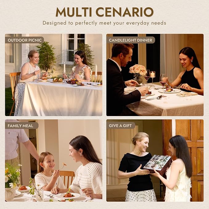 KINGSTONE 40-Piece Silverware Set, 18/10 Stainless Steel Flatware Cutlery Set with Hexagon Handle, for Hotel, Home, Party, Wedding Gift, Mirror Polish and Dishwasher Safe