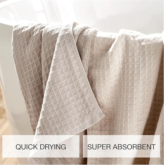 UCHINO Waffle Twist Cotton Weave Hand Towel for Bathroom Lightweight Absorbent Quick Dry Honeycomb Texture Solid Terry Loop Reverse 20" x 30", 1 Hand Towel, White