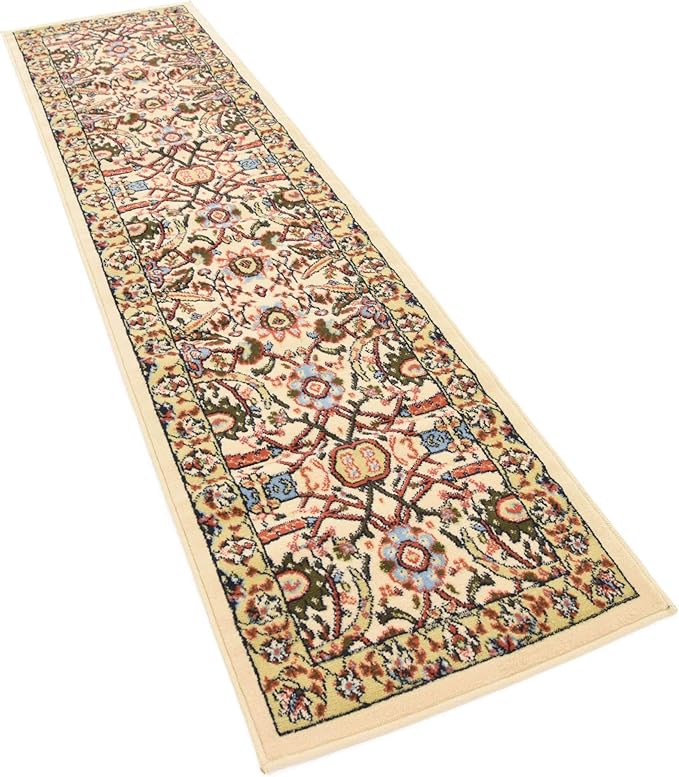 Unique Loom Espahan Collection Area Rug - Cape Cod (2' 2" x 8' 2" Runner, Cream/ Black)