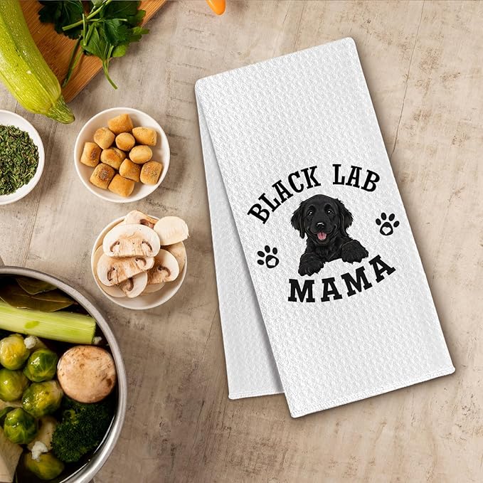Black Lab Kitchen Towels, Dog Mama Black Labrador Retriever Gifts for Women & Dogs Moms, Dog Lover Gifts Decorative Hand Towels for Bathroom, 16x24 Inch