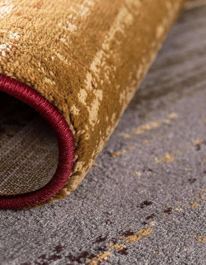 Unique Loom Barista Collection Area Rug - Mundo Nova (5' 4" Square, Beige/Blue)