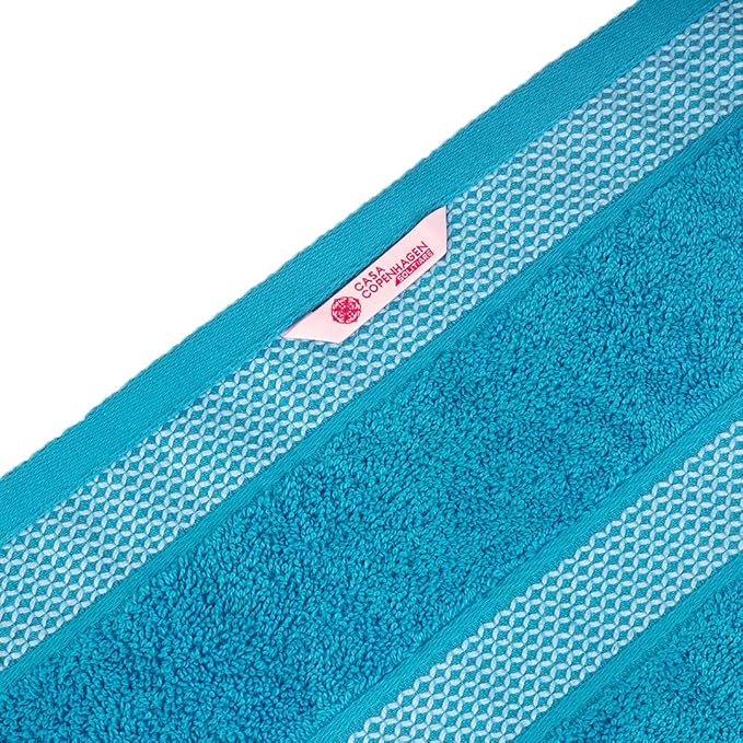 CASA COPENHAGEN Solitaire 6 Pieces Towel Set- Teal Blue, 600 GSM 2 Bath Towel 2 Hand Towel 2 Washcloth, Designed in Denmark Made of Soft Egyptian Cotton for Bathroom, Kitchen & Shower