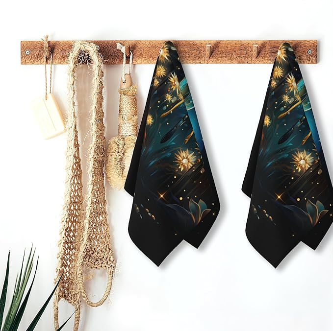 2 Pack Hand Towels for Bathroom,Glowing Dragonfly Decorative Kitchen Towels Highly Absorbent Soft Towels for Bathroom Beach Spa Gym Face Towel 14x28 Inch