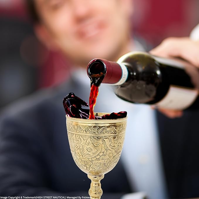 Wine Goblet Vintage Chalice Roman King Arthur Wine Cup Renaissance Medieval Drinking Goblet Unique Gift For Thanksgiving Christmas & Holidays (150 ml) (Golden Roman Cup)