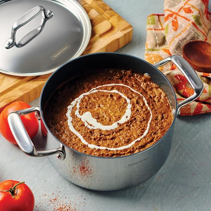 Tramontina Utsava Tri-Ply Clad Stainless Steel 3.25-Quart Casserole with Lid and Ceramic Non Stick Interior, Induction-Ready Small Dutch Oven Pot