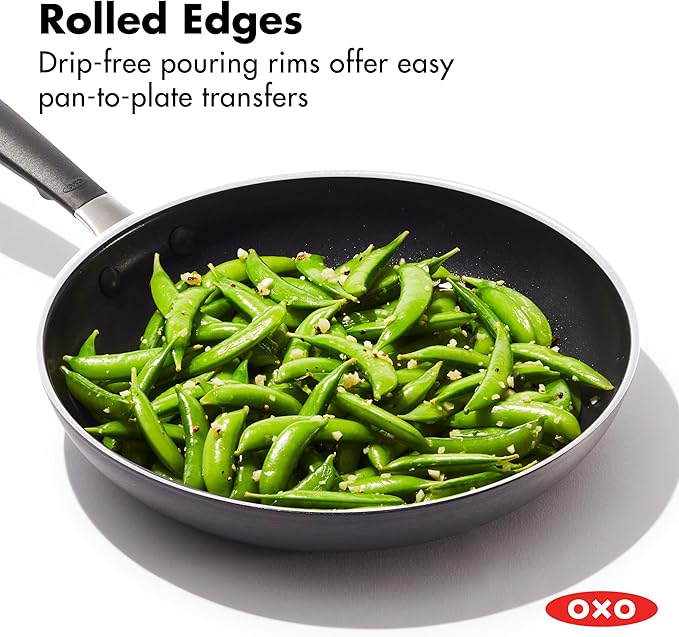 OXO 10” Non-Stick Every Day Frying Pan, BPA-Free Comfort Grip Silicone Handle, Dishwasher & Oven Safe, PFAS-Free Ceramic Skillet, Black