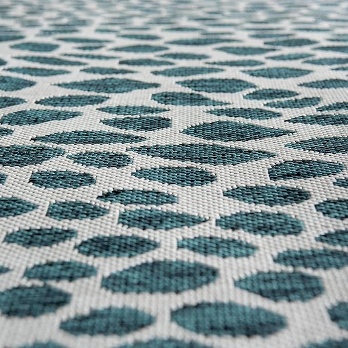Unique Loom Outdoor Collection Area Rug - Cape Town (6' 7" Round, Teal/ Ivory)