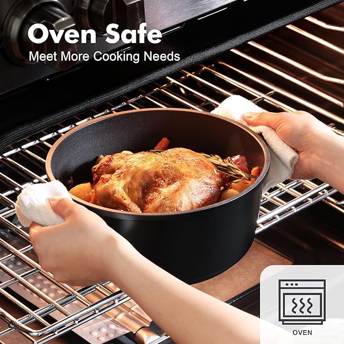 SENSARTE Pots and Pans Set Nonstick Cookware Set Kitchen Cooking Set Non-stick, Dishwasher & Oven Safe, Induction Compatible, Free of Intentionally Added PFOA/PFOS, 13pcs, Black