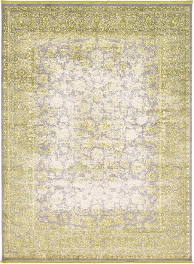 Unique Loom Traditional Classic Intricate Design Distressed Vintage Detail, Area Rug, 9' 0" x 12' 0", Light Green/Gray