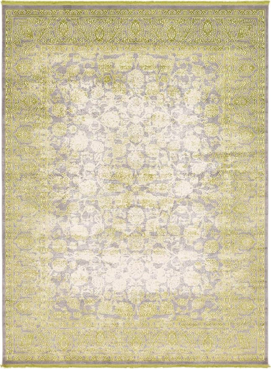 Unique Loom Traditional Classic Intricate Design Distressed Vintage Detail, Area Rug, 9' 0" x 12' 0", Light Green/Gray