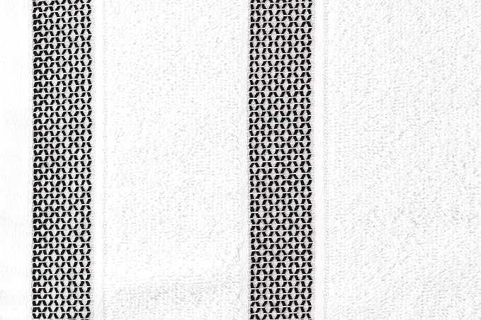 CASA COPENHAGEN Solitaire 6 Pieces Towel Set- Snow White, 600 GSM 2 Bath Towel 2 Hand Towel 2 Washcloth, Designed in Denmark Made of Soft Egyptian Cotton for Bathroom, Kitchen & Shower