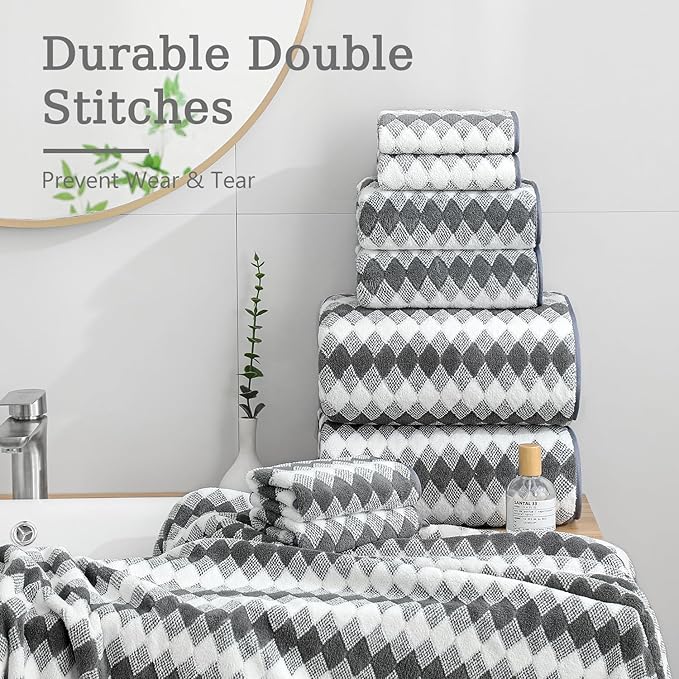 4 Piece Bath Towel Set Oversized Bath Sheet 35"x70" Bathroom Towel Extra Large Towel Set Soft Highly Absorbent & Quick Dry Premium Bath Sheet for Bathroom 600GSM Shower Towel Spa Gym Hotel,Dark Grey