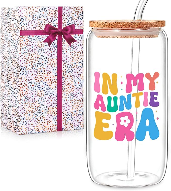 Christmas Gifts For Aunt Birthday Gifts For Aunt from Niece, Nephew New Aunt, Auntie, To Be Aunt, Aunt Announcement, Promoted To Aunt Best Auntie Gift - 16 Oz Coffee Glass