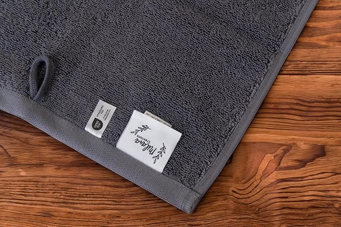 Milara Turkish Super-Plush Bathroom Hand Towels Set 2-Piece | Premium Cotton Hand Towels Set Absorbent, Durable with Hanging Loops | Anthracite (Dark Gray) Hand Towel, (16 x 30 Inches)