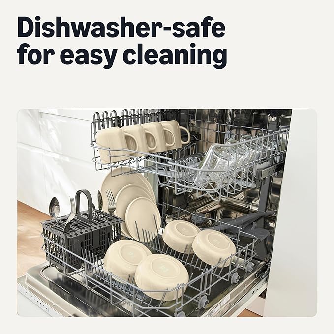 Amazon Basics Glazed Stoneware Appetizer Plates, Ceramic 4-Piece Set, Microwave and Dishwasher-Safe, 6.7 in., Ivory