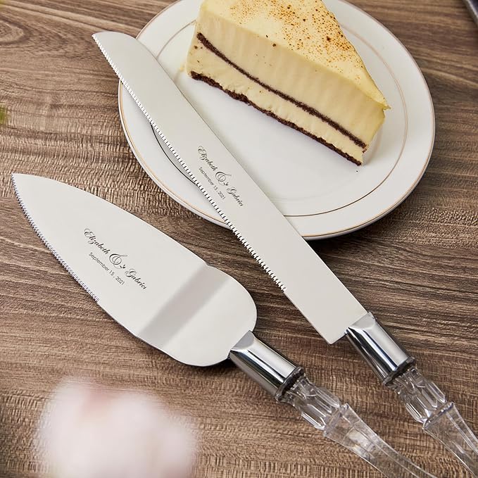 AW BRIDAL Personalized Wedding Cake Cutters - Cake Knife 13.2 Inch, Cake Server 10.8 inch Wedding Anniversary Bridal Shower Gifts for Couples//DK001CPP126//