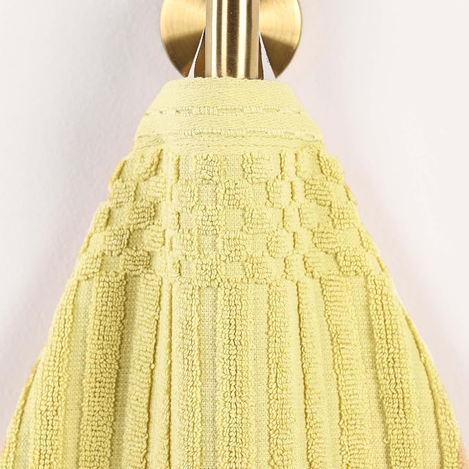 Cotton 4-Piece Solid and Ribbed Hand Towel Set, Hand Towels- 16" x 28", Golden Mist by Superior