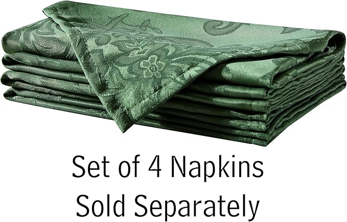 Newbridge Christmas Barcelona Damask Fabric Tablecloth, 60 x 120 Inch Rectangle, Hunter Green – No Iron, Soil Resistant Table Cover for Dining, Parties and Holidays