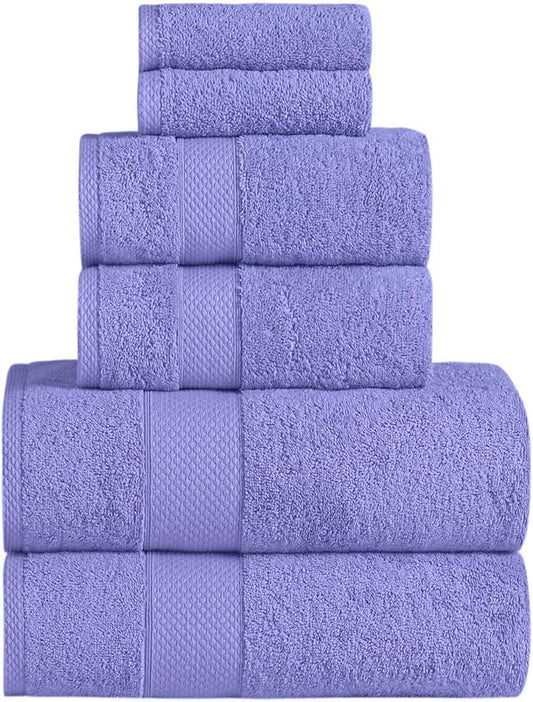 Towels Beyond - Luxury 6 Piece Towel Set, 100% Turkish Cotton, Quick Drying, Highly Absorbent & Comfy, Includes 2 Bath Towels, 2 Hand Towels & 2 Washcloths | (Lilac)