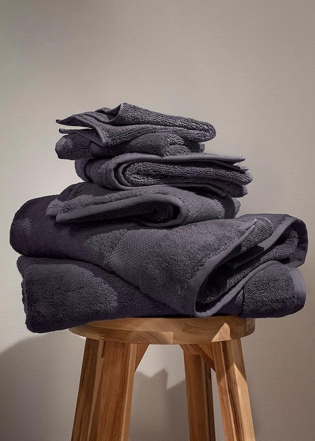 Fabdreams 100% Organic Cotton Bath Towel Set of 6 700 GSM Hotel Premium Plush Absorbent Soft Durable SkinFriendly Spa Quality Bathroom Comfort with 2 Bath 2 Hand Towel and 2 Wash Cloths Charcoal Black