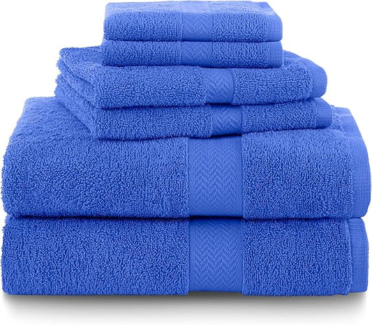 Martex 6-Piece 100% Ringspun Cotton Towel Set | Quick Dry | Super Absorbent & Soft | Lightweight | 2 Bath Towels | 2 Hand Towels | 2 Wash Cloths | Cobalt Blue