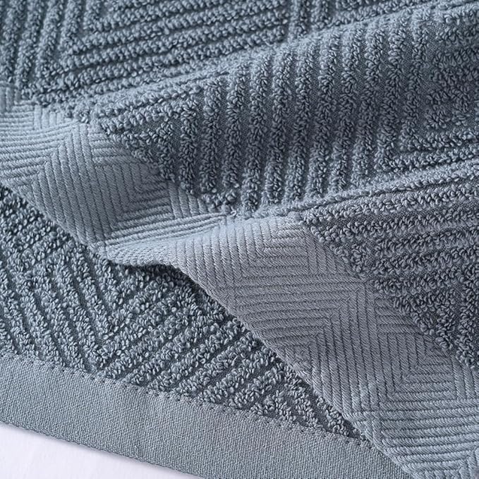 sense gnosis Grey Herringbone Washcloth Set of 6 Premium 100% Cotton Striped Weave Ultra Soft Highly Absorbent Washclothes for Kitchen Home Bathroom 13 X 13 Inch