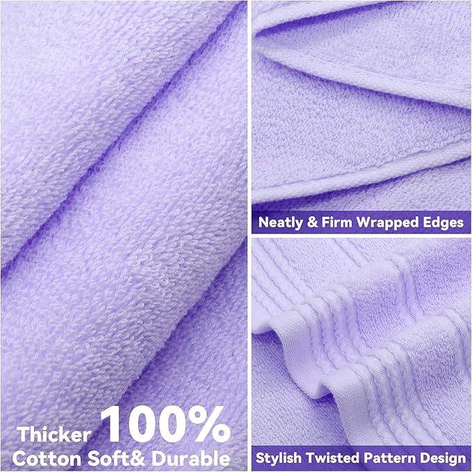 Thmyo Pack of 2 Premium Cotton Super Soft Bathroom Towels Set, 400 GSM Highly Absorbent Towel for Daily Use, Gym, Spa and Hotel, 1 Bath, 1 Hand, Purple