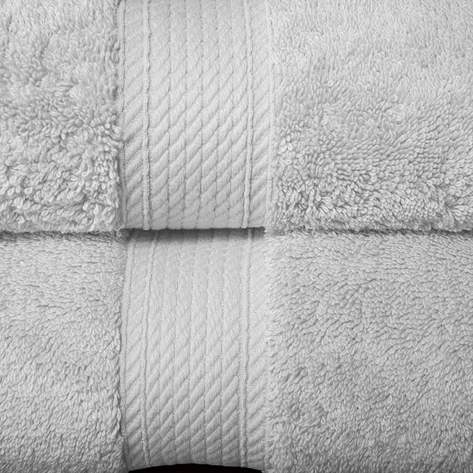 Superior Egyptian Cotton Pile 10 Piece Towel Set, Includes 2 Bath, 4 Hand, 4 Face Towels/Washcloths, Ultra Soft Luxury Towels, Thick Plush Essentials, Guest Bath, Spa, Hotel Bathroom, Silver