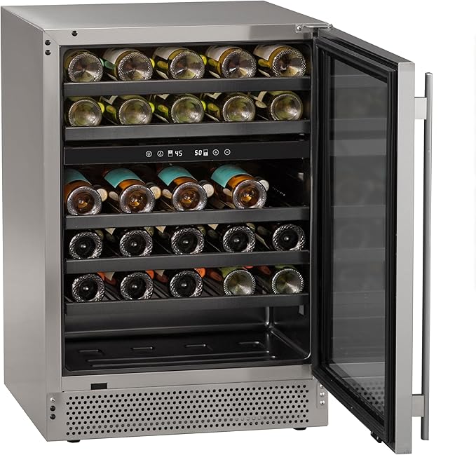 Marvel Northland Collection 24” Dual Zone Undercounter Wine Refrigerator, 5 Full-Extension Wine Racks, Stores up to 45 Bottles of Wine, Indoor/Outdoor Rated
