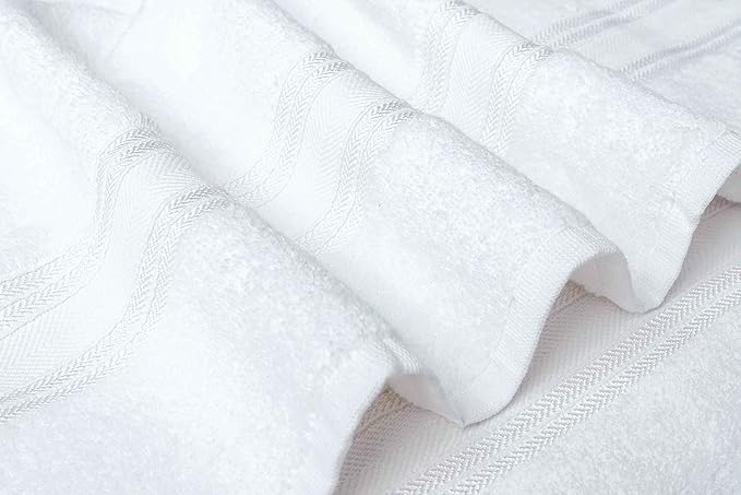 Large Bath Towels Set of 4 – 27x54 Inches – 100% Cotton – Quick Dry & Highly Absorbent – Durable for Bathroom, Spa & Hotel Use – White