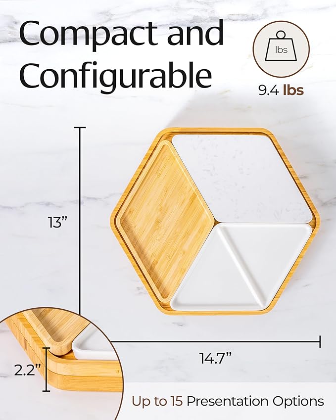 Premium Bamboo Cheese Board and Knife Set - Versatile Charcuterie Board Gift Set with High-Grade Steel Gold Cutlery, Eco-Friendly Giant Modular Design for Entertaining, Ideal for Foodies & Couples