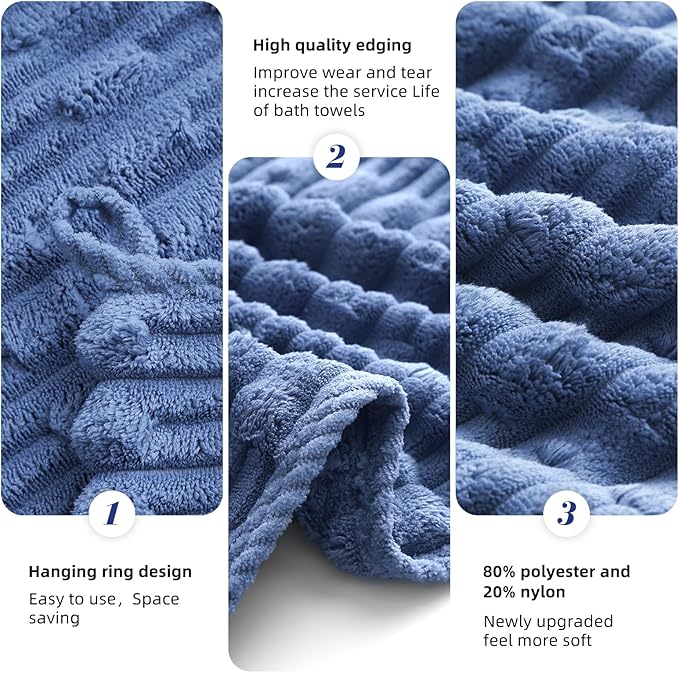 30X60 Inches Regular Bath Towels Sets of 6 for Bathroom Super Soft Quick Dry 2 Bath Towels 2 Hand Towels 2 Washcloth Towels Microfiber Shower (Light Blue, 6 Piece)