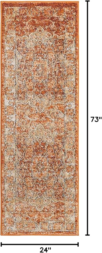 Unique Loom Isabella Collection Area Rug - Adjani (2' x 6' 1" Runner, Rust Red/ Black)