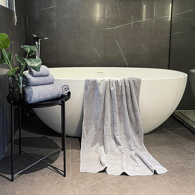 Oversized Bath Towels Extra Large 40x80 Inches Bath Sheets for Adults Super Soft Quick Dry Highly Absobent Microfiber Shower Towels (Grey,6 Piece)…