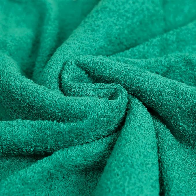 Amazon Basics 6 Piece Oversized Fade resistant Towel set, 100% Cotton towels for bathroom, soft and absorbent, 2 Bath Towels, 2 Hand Towels and 2 Washcloths bathroom towel set, Teal