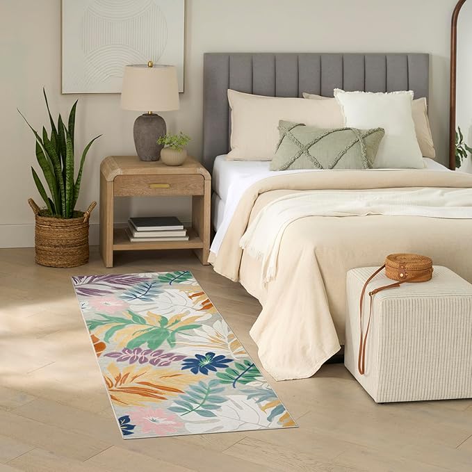 Nourison Home Suncoast Multicolor 2' x 6' Area Rug - Easy Clean, Non Shedding, Bed Room, Living Room, Dining Room, Kitchen (6' Runner)