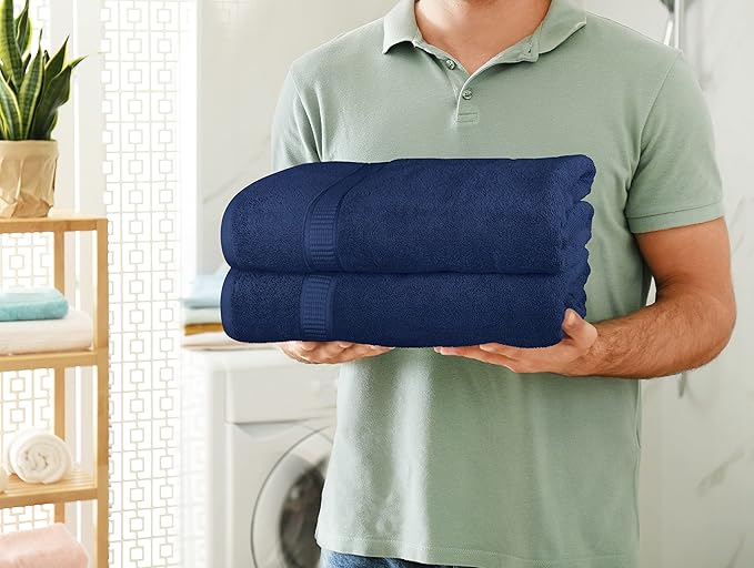 Utopia Towels - Luxurious Jumbo Bath Sheet 8 Piece - 600 GSM (35X70 Inches) 100% Ring Spun Cotton - Highly Absorbent and Quick Dry Extra Large Bath Towel - Super Soft Hotel Quality Towel (Navy)