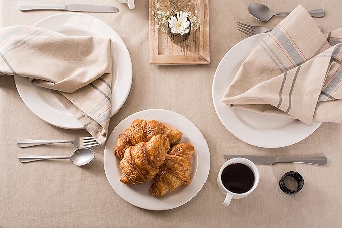 DII French Stripe Dining Table Collection Farmhouse Style Tablecloth, 70 Inches Round, Taupe/Gray