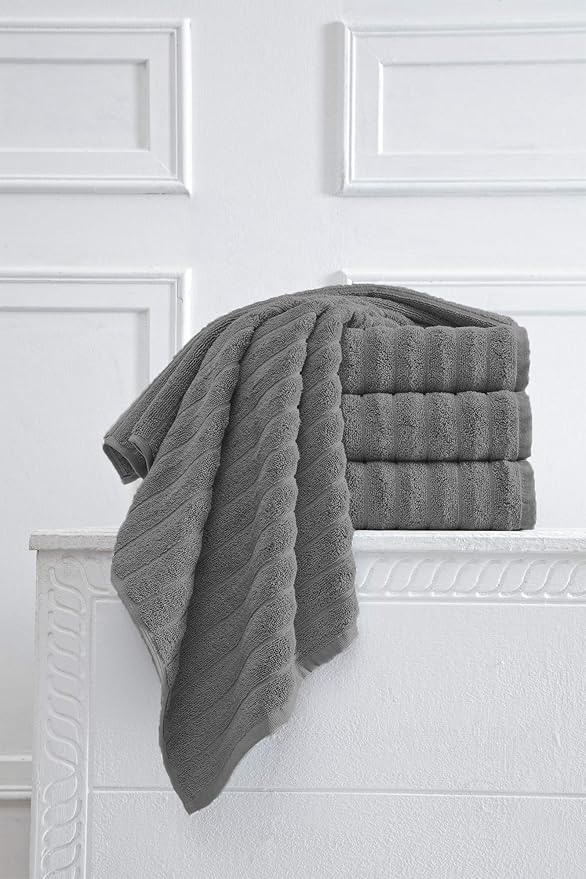 Classic Turkish Towels CTT Premium 4 Pack Bath Towels Set, Made with 100% Turkish Cotton, Spa & Hotel, Quick Drying Towels, Absorbent & Comfy | 27"x54" (Grey)