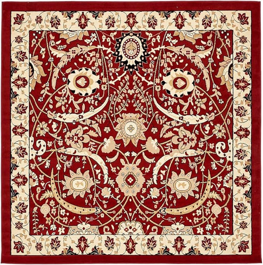 Unique Loom Espahan Collection Area Rug - Cape Cod (8'Square, Red/ Beige)