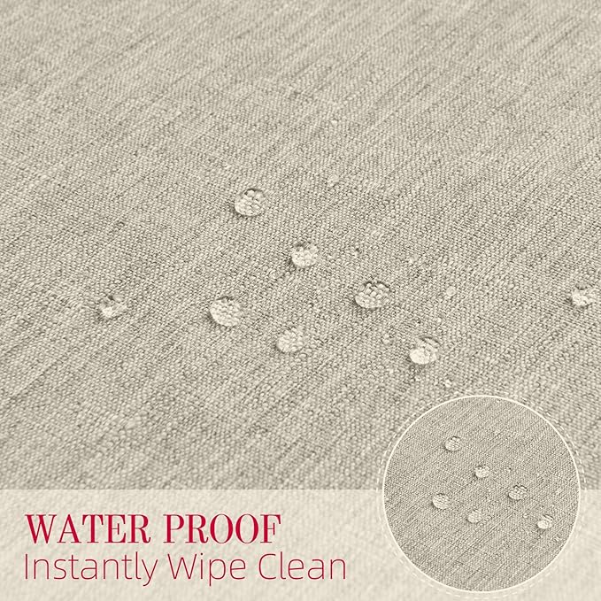 Cloth Place Mats Set of 8–Reusable Rectangular Waterproof Fabric Polyester Washable Wipeable Heat Resistant Linen for Kitchen Dining Dinner Restaurant Wedding Table(Flaxen/13x19 Inch)
