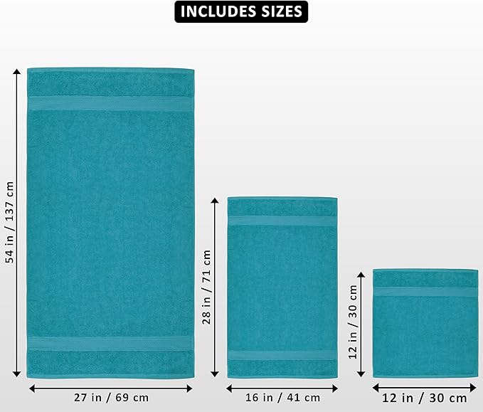 Utopia Towels 8 Piece Luxury Towel Set – Majestic Plush, Super Absorbent & Quicker-to-Dry, Thick 100% Ring Spun Cotton Towels for Bathroom, Spa & Hotel – 2 Bath, 2 Hand, 4 Washcloths,Teal