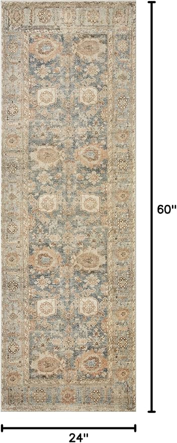 Loloi Margot Collection MAT-03 Ocean/Spice 2'-0" x 5'-0" Accent Rug feat. CloudPile, No-Shed Easy Clean Large Patterned Area Rug for Living Room, Bedroom, Dining Area