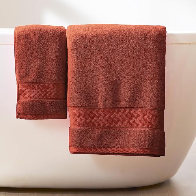 COZYART Burnt Orange Bath Towel Set 6 Piece, Luxury 100% Turkish Cotton 650GSM Hotel Quality, Soft, Absorbent, Towel Sets for Bathroom with 2 Bath Towels 2 Hand Towels 2 Washcloths
