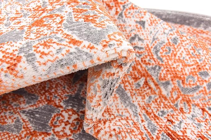 Unique Loom Traditional Classic Intricate Design Distressed Vintage Detail, Area Rug, 8' 0" x 8' 0", Terracotta/Gray