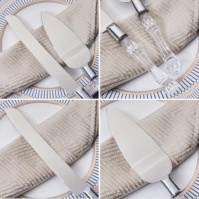 AW BRIDAL Cake Knife and Server Set for Wedding Stainless Steel Cake Knife Cutter Slicer Cake Server Spatula Wedding Bridal Shower Gifts for Couples Birthdays Gifts