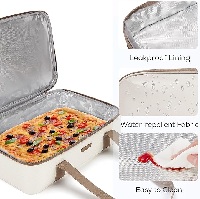 TOURIT Insulated Casserole Carrier for Hot or Cold Food Thermal Food Carrier for Picnic Cookouts Potluck Parties Fits 9" x 13" Baking Dish