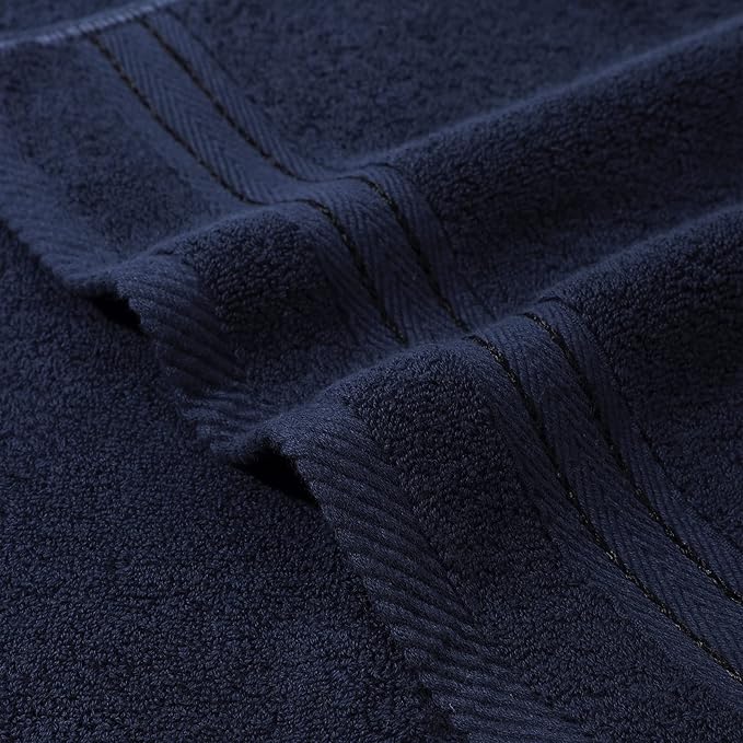 COZYART Navy Blue Bath Towel Set, Turkish Cotton Hotel 6 Piece Towel Sets for Bathroomof 6 with 2 Bath Towels, 2 Hand Towels, 2 Washcloths, 650 GSM